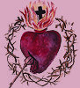 Site Icon Sacred Heart of Jesus Classical Catholic Water Color Pencil Graphic on pink backgrounf with flam eover heart with cross of wood and corwn of thorns and spear on bottom side free catholic homeschool curriculum and art online homeschool