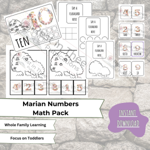 Catholic Math for Preschool Marian Pack - Woo Commerce Shop Image With Banner and Text